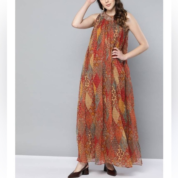 Soft Surroundings Vanessa Maxi Dress Kaftan Small Boho Summer Casual Embellished - Picture 1 of 12